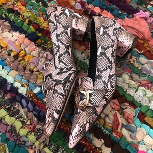 Pink Snakeskin Pointed Heels
